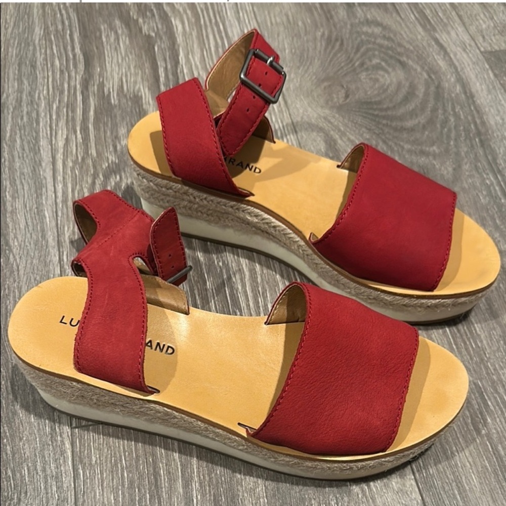 LUCKY BRAND Joodith Espadrille Red Sandals Sz 8
